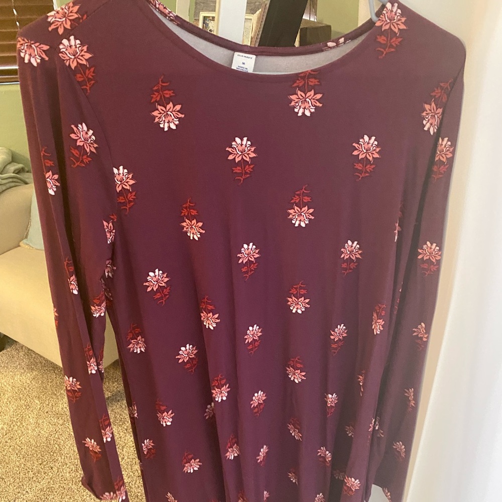 Maroon and pink flower dress
